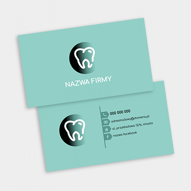 Turkusowa wizytówka dla stomatologa z zębem