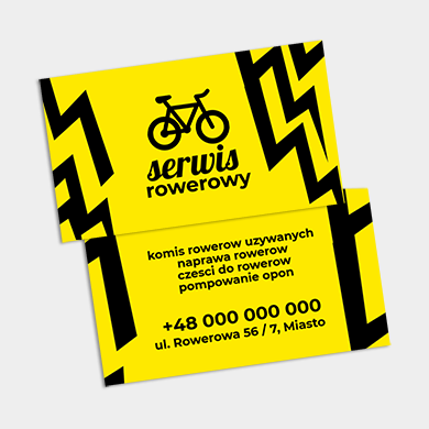 Wizytówka żółta minimalistyczna dla serwisu rowerowego